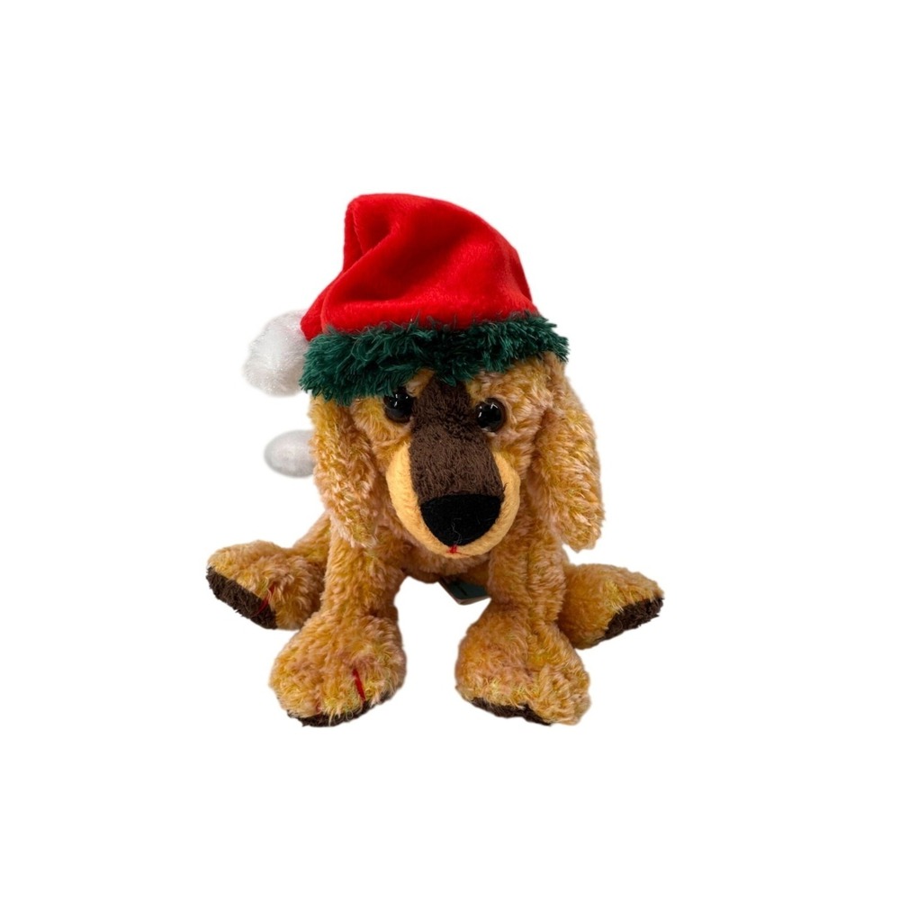 Ty Jinglepup Christmas Dog Plush Red Santa Hat 2001 Stuffed Animal Collectible